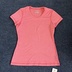 Under Armour HeatGear Shirt Womens Large Pink Fitted Crew Neck Workout Tee